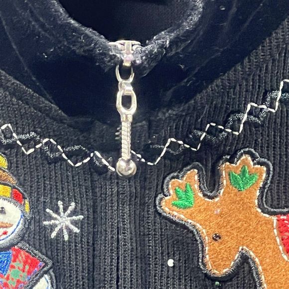 Christmas Sweater Planet And Company Woman Size Petite Med Knit Holiday Cardigan - Picture 5 of 16